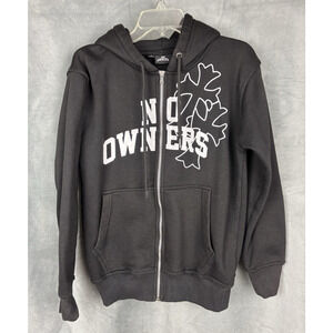 No Owners Full Zip Up Hoodie Adult Size Small Black Crusaders Cross Sweatshirt